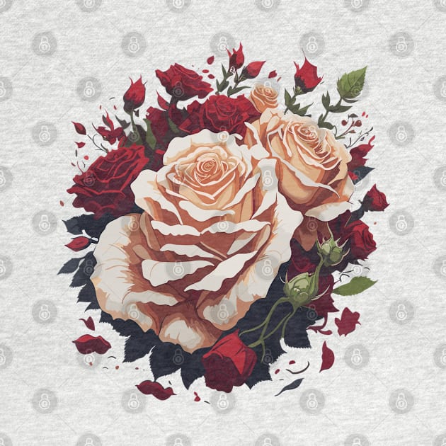 Wedding bouquet of red and white roses by webbygfx